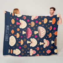 きのこおもしろいピンクブルー水彩模様