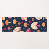 きのこおもしろいピンクブルー水彩模様 ヨガマット (裏面(横))