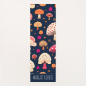 きのこおもしろいピンクブルー水彩模様 ヨガマット (正面)