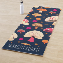 きのこおもしろいピンクブルー水彩模様