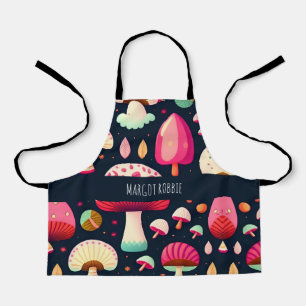 きのこおもしろいピンクブルー等角投影パターン エプロン