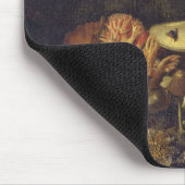 きのこおよび蝶が付いている静物画 マウスパッド (コーナー)