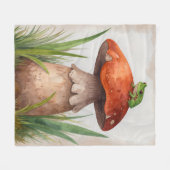 きのこお洒落のカエルの水色 フリースブランケット (正面(横))