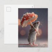 きのこお洒落を傘として使うマウス シーズンポストカード (正面/裏面)
