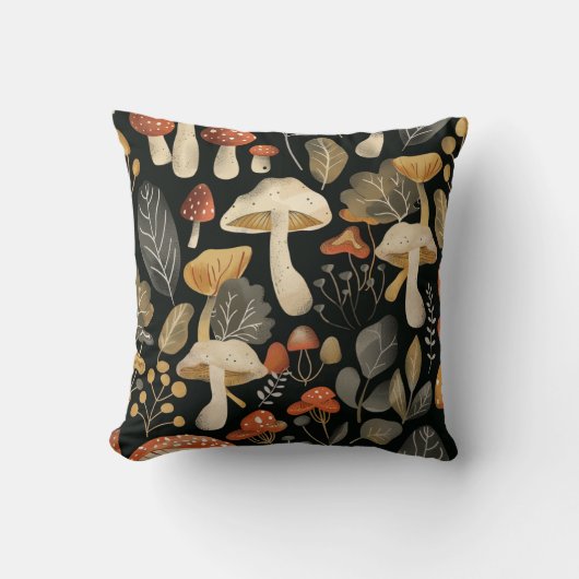 きのこお洒落模様 クッション (正面)