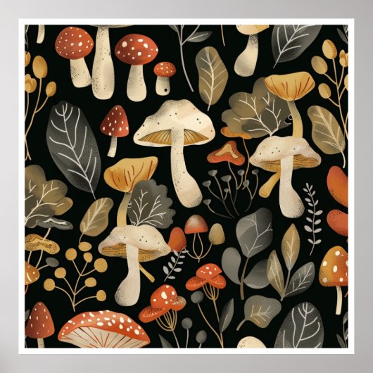 きのこお洒落模様 ポスター (正面)