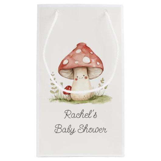 きのこお洒落男女兼用のかわいい赤ちゃんシャワー スモールペーパーバッグ (裏面)