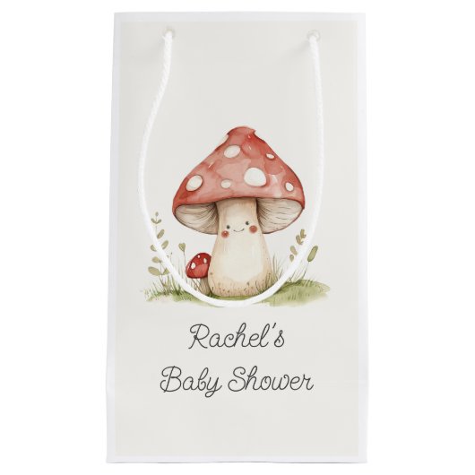 きのこお洒落男女兼用のかわいい赤ちゃんシャワー スモールペーパーバッグ (正面)