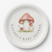 きのこお洒落男女兼用のかわいい赤ちゃんシャワー ペーパープレート (正面)