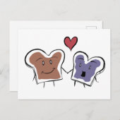 きのこたけのこカップル ポストカード (正面/裏面)