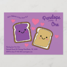 きのことジャムの子供の1歳の誕生日パーティー 招待状