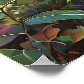 きのこに座る森の妖精姫 - 夢のようなアート ポスター (角)