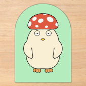 きのこに扮したニワトリちゃん アクリル招待状 (正面)