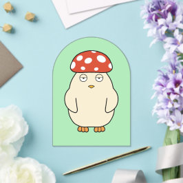 きのこに扮したニワトリちゃん アクリル招待状