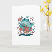 きのこのふちをふるうコテージ カード (黄色い花)