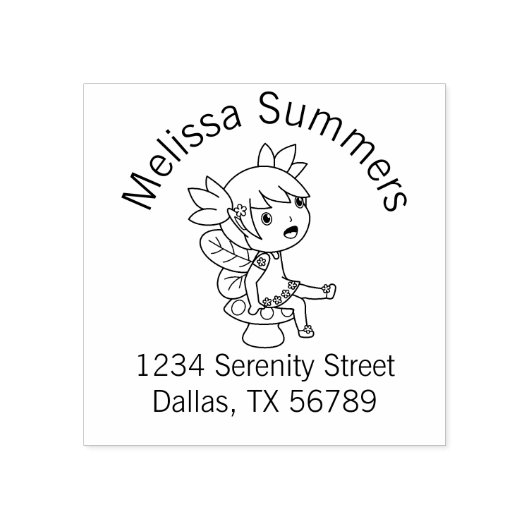 きのこのアーチの小さな妖精の住所 ラバースタンプ (インプリント)