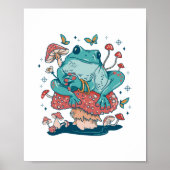 きのこのコテージの芯に浮かぶカエル ポスター (正面)