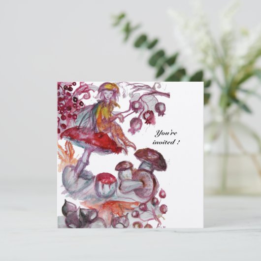 きのこのマジカルなフォレット 赤白の花のファンタジー 招待状 (スタンド正面)