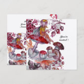 きのこのマジカルフォレット 赤白の花のファンタジー 招待状 (正面/裏面)