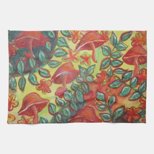 きのこのレトロなキッチンタオル キッチンタオル (横)