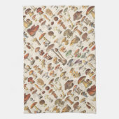 きのこのヴィンテージのイラストレーション キッチンタオル (縦)