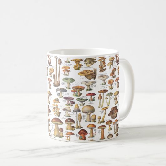 きのこのヴィンテージのイラストレーション コーヒーマグカップ (正面右)