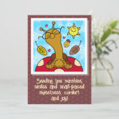 きのこの上に眼鏡をかけたかわいいカタツムリ秋 カード (スタンド正面)