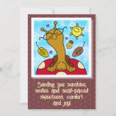 きのこの上に眼鏡をかけたかわいいカタツムリ秋 カード (正面)