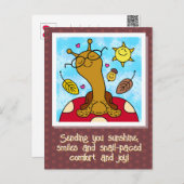 きのこの上に眼鏡をかけたかわいいカタツムリ秋 ポストカード (正面/裏面)