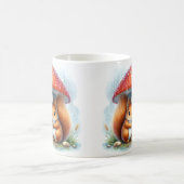 きのこの傘下のかわいいリス コーヒーマグカップ (中央)