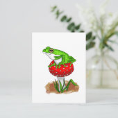 きのこの可愛い手描きカエルお洒落 ポストカード (スタンド正面)