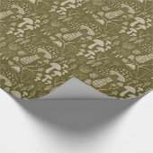 きのこの喜び（緑とクリーム） ラッピングペーパー (角)