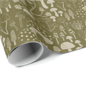 きのこの喜び（緑とクリーム） ラッピングペーパー (ロールコーナー)