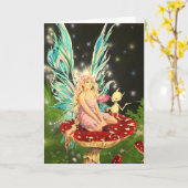 きのこの妖精の国-ネイル著挨拶状 カード (黄色い花)