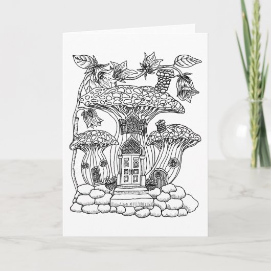 きのこの妖精の家色それあなた自身ブランク カード (正面)