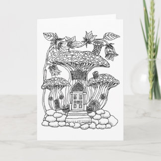 きのこの妖精の家色それあなた自身ブランク カード