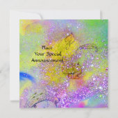 きのこの小さなエルフ、紫、黄色、青の輝き 招待状 (裏面)