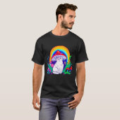 きのこの帽子をかぶった虹色の猫 Tシャツ (正面フル)