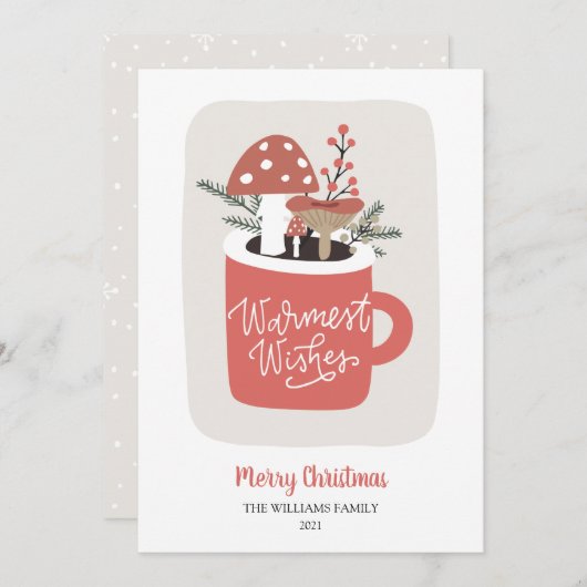 きのこの暖かい願いクリスマス シーズンカード (正面/裏面)
