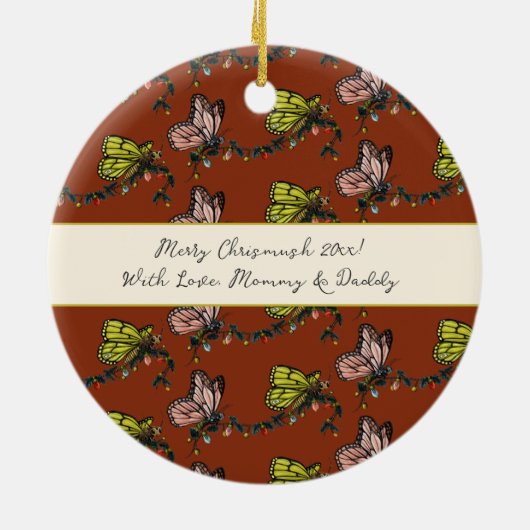 きのこの最高のクリスマスセラムにかわいい友カエル セラミックオーナメント (裏面)