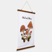 きのこの森のハリネズミのカップル 吊り下げ型タペストリー (傾斜あり)