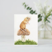 きのこの葉書に奇妙な小さなマウス ポストカード (スタンド正面)