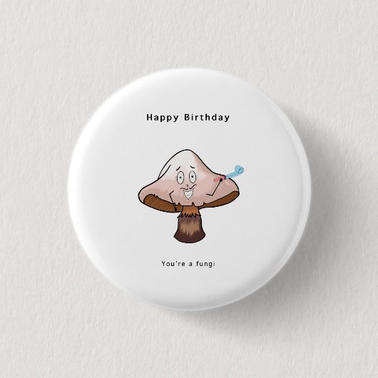 きのこの誕生日バッジ、ボタン・ピンバッジ 缶バッジ (正面)