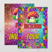 きのこの誕生日パーティー招待状（こども用） 招待状 (正面/裏面)