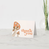 きのこの赤ちゃんシャワーありがとう |オレンジとブラウン 招待状 (正面)