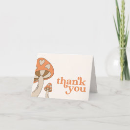 きのこの赤ちゃんシャワーありがとう |オレンジとブラウン 招待状