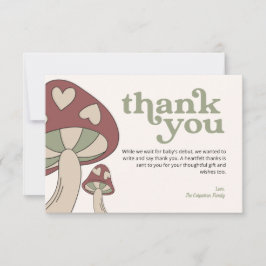 きのこの赤ちゃんシャワーありがとう | Sage Green サンキューカード