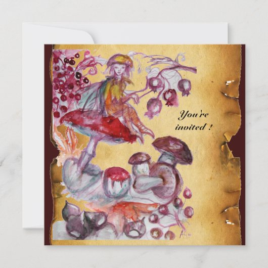 きのこの魔法の羊皮紙 招待状 (正面)