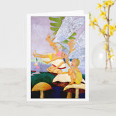 "きのこの5"の空白のな挨拶状 カード (黄色い花)