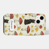 きのこを持つかわいい黒子猫 名前入り iPhoneケース (裏面横)